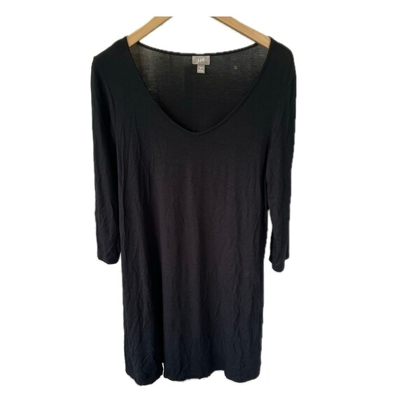 J Jill Essential Basic Casual Stretch Scoop Neck Little Black Mini Dress M - Picture 1 of 7